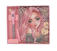 Depesche 13216 TOPModel - Journal Intime en Rose avec Motif de Mannequin, Motif léopard et détails dorés, Livre avec Cadenas en Forme de cœur, Stylo Secret et Pages lignées