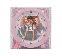 Depesche 13227 TOPModel Rebel Kitty - Réveil en Violet pour Enfants, avec Motif de modèle, Horloge silencieuse avec Fonction lumière, Pile Incluse