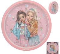 Depesche 13228 TOPModel Team Teddy Murale en Rose pour Enfants, avec Motif de modèle et Ourson, Horloge silencieuse, Pile Incluse, Multicolor, Taille Unique