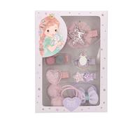 Depesche 13247 Princess Mimi barrettes rose et violet, set d'accessoires avec pinces décorées, élastiques à cheveux, etc, Purple