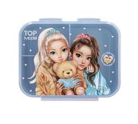 Depesche 13255 TOPModel Team Teddy - Boîte à goûter Rose, avec Motif de modèle et Carreaux, boîte à Lunch avec 3 Compartiments et Couvercle Bleu Transparent