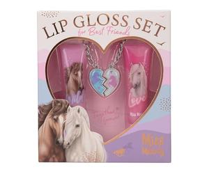 Depesche 13268 Miss Melody BFF - Kit de gloss, 2 gloss brillants, en rose et violet, aux parfums fruités et avec un pendentif en forme de cœur