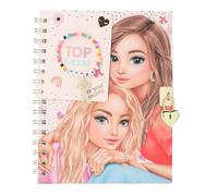 Depesche 13269 TOPModel - Journal Intime avec Cadenas en Forme de cœur et Bracelet, Livre en Rose, avec Motif de Mannequin, détails dorés et Pages lignées
