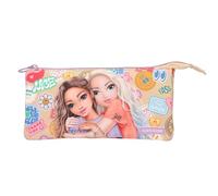 Depesche 13287 TOPModel Girl Power - Sac à Crayons en Beige, avec Motif de modèle et Lots colorés, Sac à Crayons avec 3 Compartiments intérieurs
