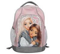 Depesche 13316 TOPModel My BFF - Sac à Dos Scolaire en Rose et Gris, avec Motif de modèle et Paillettes, Sac d'école avec poignée télescopique et roulettes