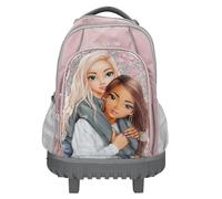Depesche 13317 TOPModel My BFF - Sac à Dos Scolaire Trolley en Rose et Gris, avec Motif de modèle et Paillettes, Sac d'école avec poignée télescopique et roulettes