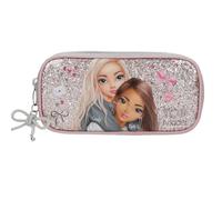 Depesche 13319 TOPModel My BFF - Sac à Crayons en Rose et Gris, avec Motif de modèle et Paillettes, Sac à Plumes avec Pendentif en Forme de Ruban