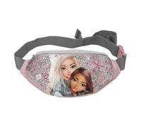 Depesche 13322 TOPModel My BFF - Crossbag en Rose et Gris, avec Motif de Mannequin et Paillettes, Sac à bandoulière avec Sangle réglable en Longueur