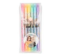 Depesche 13385 TOPModel - Set de feutres de coloriage avec 6 couleurs pastel dans un étui, feutres doubles avec un côté large et un côté fin