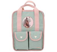 Depesche 13406 Miss Melody Romantic Fields - Sac à dos vert et rose, avec lot de chevaux et paillettes, sac avec bretelles réglables