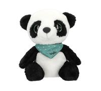 Depesche 13432 Snukis - Peluche Panda Piet, en Noir et Blanc, avec des Yeux Brillants et des Oreilles Rondes, Peluche d'environ 18 cm avec Foulard
