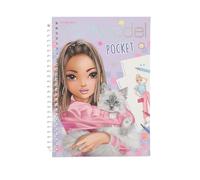 Depesche 13445 TOPModel - Livre de coloriage de Poche de Taille Pratique avec 120 Pages pour concevoir des Tenues, Cahier de coloriage avec Planche d'autocollants et Reliure à Spirale
