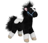 Depesche 13479 Miss Melody - Peluche Cheval en Noir et Blanc, avec Licol Bleu, Peluche d'environ 18 cm avec crinière Douillette