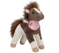Depesche 13480 Miss Melody - Peluche Cheval Marron et Blanc, avec Foulard Rose, Peluche d'environ 18 cm avec crinière Douillette