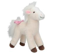 Depesche 13481 Miss Melody - Peluche Cheval Blanc crème, avec crinière Douillette, Peluche d'environ 18 cm avec nœud Rose