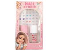 Depesche 13496 TOPModel décoration Beauty and Me, set rose, vernis de finition transparent et différents stickers pour ongles, Multicolor