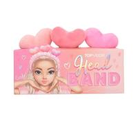 Depesche 13506 TOPModel - Bandeau en peluche Beauty and Me, bandeau pour cheveux cosmétiques en rose, avec des cœurs, bandeau pour la routine de la peau