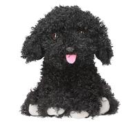 Depesche 13515 - Doudou Chien en Noir, Peluche d'environ 16 cm au Pelage bouclé et à la Langue Rose