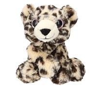 Depesche 13520 SNUKIS - Peluche léopard, en Marron-Beige, avec Oreilles Rondes, Peluche d'environ 25 cm aux Yeux Scintillants