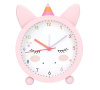 Depesche 13527 Ylvi-Réveil en rose pour enfants, avec motif licorne, oreilles et corne, horloge silencieuse avec fonction lumière, pile incluse, Multicolor