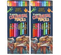 Depesche 13530 Dino World - Set de Crayons de Couleur avec 10 Couleurs dans Une Trousse, y Compris Un Embout Gomme sur Chaque Crayon, pour Le coloriage à l'école et Les Loisirs (Lot de 2)