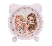 Depesche 13548 TOPModel Kitty and Doggy-Réveil en rose pour enfants, avec motif chiens et chats et oreilles, horloge silencieuse avec fonction lumière, pile incluse, Multicolor