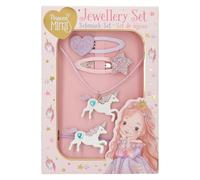 Depesche 13563 Princess Mimi - Set de bijoux rose et violet, avec des licornes scintillantes, set d'accessoires avec collier décoré, bracelet et barrettes