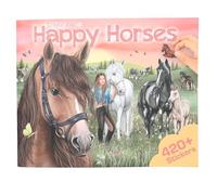 Depesche 13586 Create Your Happy Horses-Livre 24 Pages d'arrière-Plan pour créer Son Propre Univers équestre, avec 6 Planches d'autocollants, Papier et Plastique, Multicolored, Taille Unique