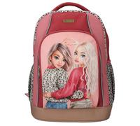 Depesche 13641 TOPModel Leoheart - Sac à Dos Scolaire en Rouge et Rose, avec Motif de modèle et imprimé léopard, Sac d'école avec Bretelles réglables