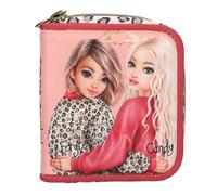 Depesche 13646 TOPModel Leoheart - Porte-Monnaie en Rose et Rouge, avec Motif de modèle et léopard, Porte-Monnaie avec Fermeture à Bouton-Pression