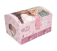Depesche 13724 TOPModel My BFF - Grande boîte à Bijoux en Rose, avec Motif de modèle et cœurs, boîte à Bijoux avec Code, Son et Miroir