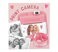 Depesche 13775 TOPModel - Appareil Photo pour Enfants avec Option Selfie, en Rose et Blanc, avec Motif Mannequin, Appareil Photo instantané avec Fonction vidéo et Jeux, avec Papier pour imprimante