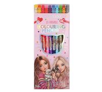 Depesche TOPModel 13796 Lot de 10 crayons de couleur effaçables en 10 couleurs vives avec embout gomme, pour la peinture et l'école