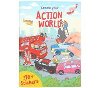 Depesche 13807 Create Your Action World - Livre de coloriage avec 24 Pages de Fond pré-imprimées pour créer la Vie en Ville et à la Campagne, Set incluant 270 Autocollants