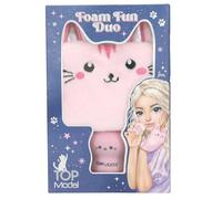 Depesche 13829 TOPModel - Set gant de toilette et éponge visage Beauty and Me, en rose, avec design de chats, éponge à remplir de lotion