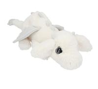 Depesche 13864 Snukis - Doudou Dragon en Blanc, avec Fourrure Douce et Yeux argentés Scintillants, Peluche de 20 cm env.
