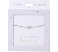 Depesche 13896.20 Bracelet en argent avec pendentif « M » et cœur, longueur variable, cadeau pour vos amis et votre famille