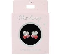 Depesche 13914.015 Boucles d'oreilles à paillettes en argent et rose, avec motif cœur et strass, comme petit cadeau