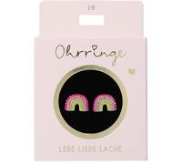 Depesche 13914.019 Boucles d'oreilles à paillettes dorées avec motif arc-en-ciel et strass multicolores, petit cadeau