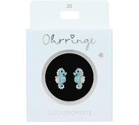 Depesche 13914.020 Boucles d'oreilles à paillettes en argent, avec motif hippocampe et strass, petit cadeau