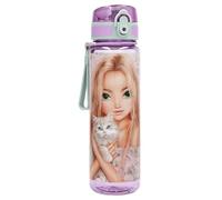 Depesche 13965 TOPModel Blooming Kitty - Gourde Transparente en Violet, avec Motif de modèle, Motif de Fleurs, Bouteille de Sport avec Bouchon et poignée, capacité d'environ 650 ML