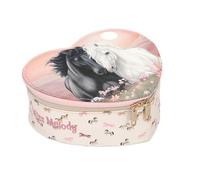 Depesche 13969 Miss Melody Blossom Pony - Mini-boîte à Bijoux en Forme de cœur, Rose, avec Motif de Cheval, Fleurs et Motifs de Chevaux, boîte à Bijoux avec Couvercle Rabattable et Miroir