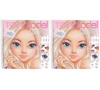 Depesche 13984 TOPModel Face Dress Me Up - Livre d'autocollants avec 24 Pages de Portraits de mannequins à décorer, avec 7 Pages d'autocollants d'accessoires (Lot de 2)