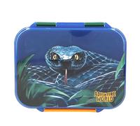 Depesche 13988 Adventure World - Boîte à goûter en Bleu foncé et Vert, avec Motif de Serpent, boîte à déjeuner à 3 Compartiments et Couvercle à charnière