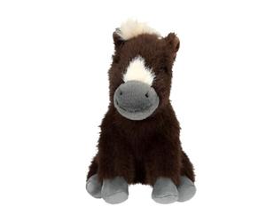 Depesche 14046 Miss Melody - Doudou Cheval en Marron foncé avec Tache en crème, avec Fourrure Douce et Yeux Noirs, Peluche d'environ 20 cm