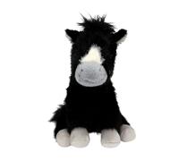 Depesche 14047 Miss Melody - Doudou Cheval en Noir avec Tache en crème, avec Fourrure Douce et Yeux Noirs, Peluche de 20 cm env.