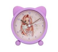 Depesche 14063 TOPModel Blooming Kitty - Réveil en violet pour enfants, avec motif de chat modèle, horloge silencieuse avec fonction lumière