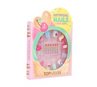 Depesche 14072 TOPModel Candy Glam - Kit d'ongles artificiels autocollants et de strass, arrondis, dans de jolis motifs, 12 ongles artificiels et 30 strass