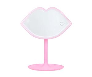 Depesche 14116 TOPModel Candy Glam - Miroir de Table à LED, Miroir en Forme de lèvres avec Bord Lumineux à LED, Miroir de Maquillage avec éclairage Rose