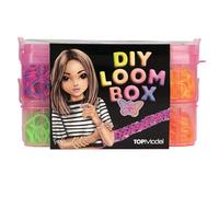 Depesche 14124 TOPModel - Kit de Bracelets Loom DIY, élastiques en 6 Couleurs Fluo et 5 Variantes rayées, avec 20 Crochets, Un Cadre Loom, 2 Aiguilles en Plastique et 3 Breloques